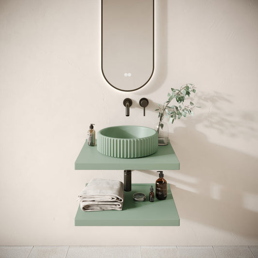 Bancone Seafoam Concrete Wall Mounted Countertop Shelf 600mm