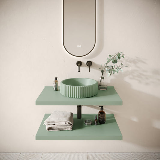 Bancone Seafoam Concrete Wall Mounted Countertop Shelf 800mm