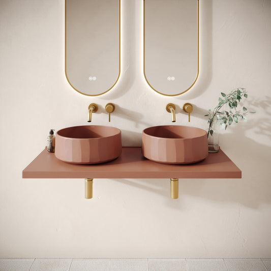 Bancone Terracotta Concrete Wall Mounted Countertop Shelf 1200mm