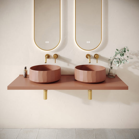 Bancone Terracotta Concrete Wall Mounted Countertop Shelf 1400mm