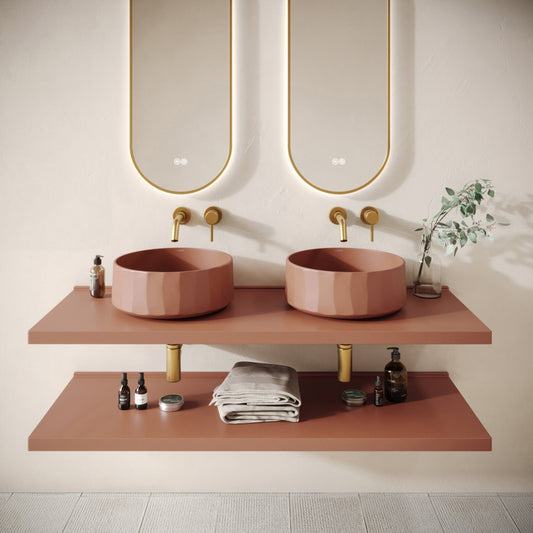 Bancone Terracotta Concrete Wall Mounted Countertop Shelf 1400mm
