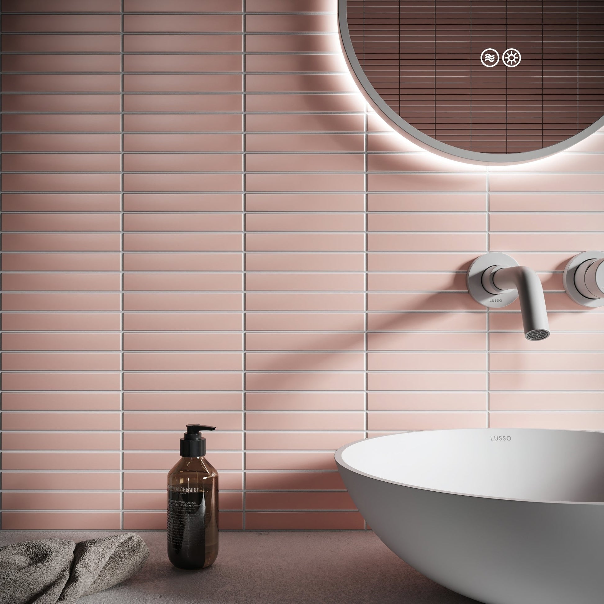 Baton Mosaic Angelic Pink Matte Porcelain Wall Tile