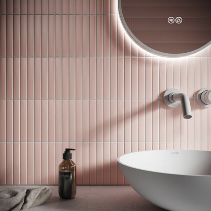 Baton Mosaic Angelic Pink Matte Porcelain Wall Tile