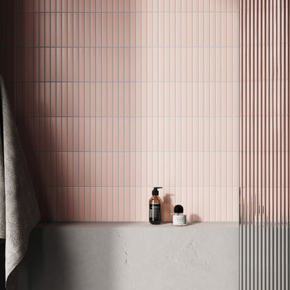 Baton Mosaic Angelic Pink Matte Porcelain Wall Tile
