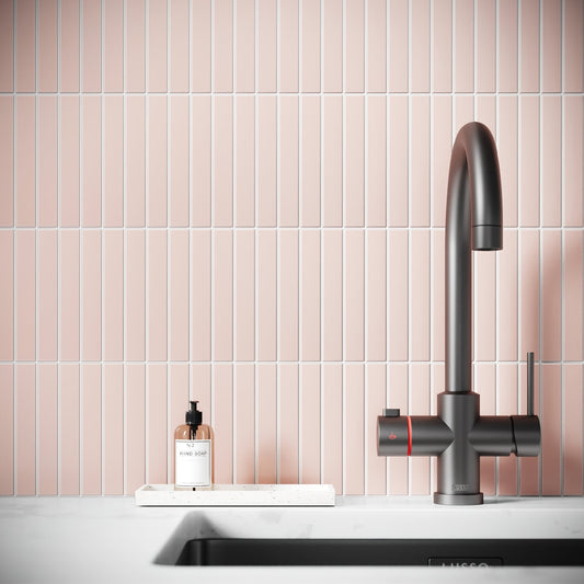Baton Mosaic Angelic Pink Matte Porcelain Wall Tile