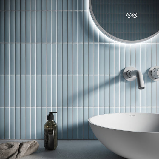 Baton Mosaic Delicate Blue Matte Porcelain Wall Tile