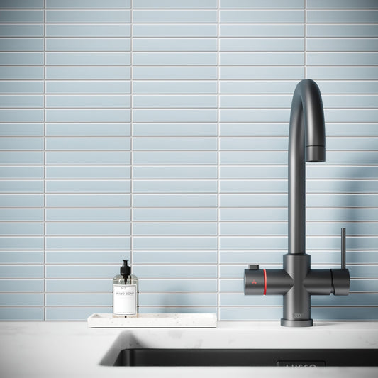 Baton Mosaic Delicate Blue Matte Porcelain Wall Tile