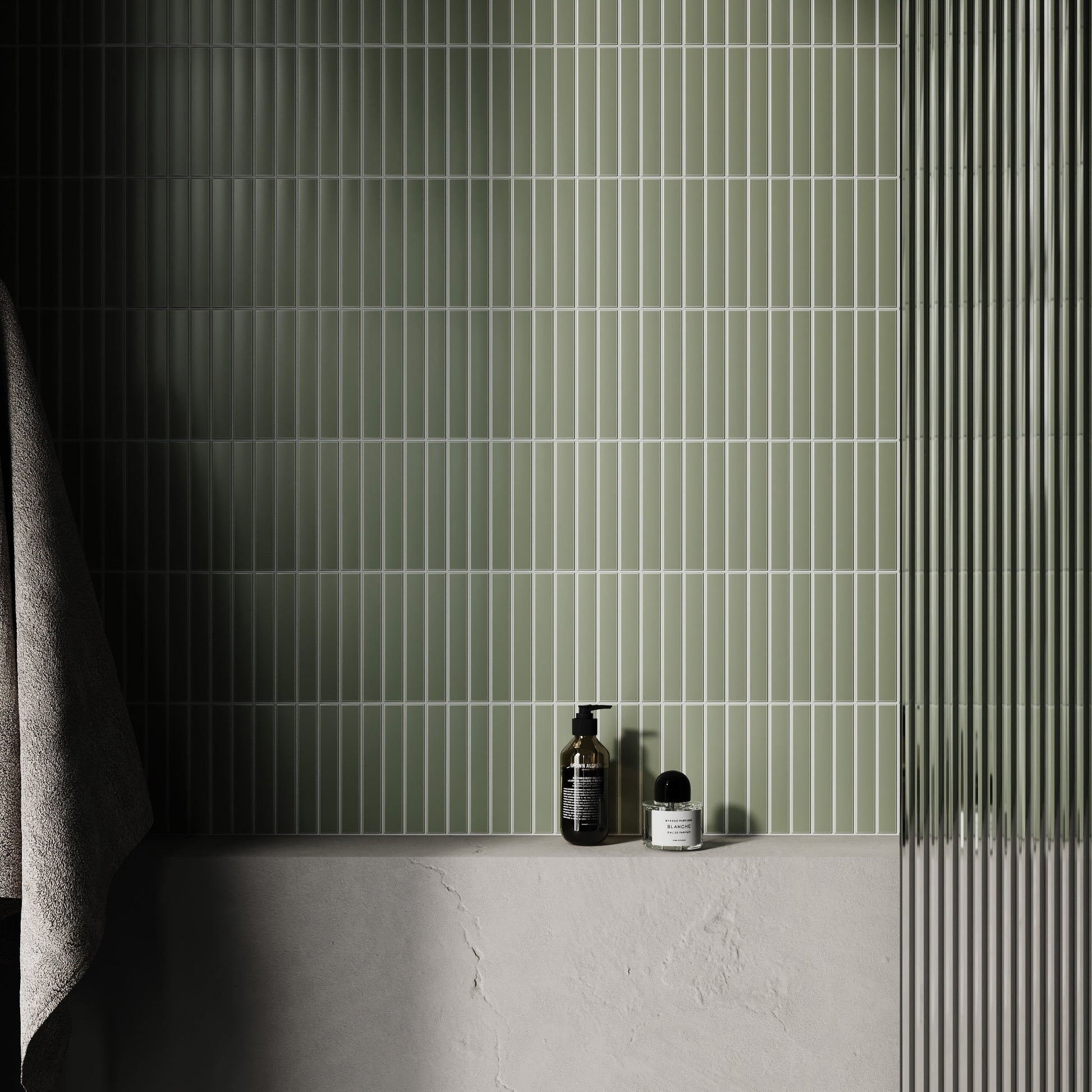 Baton Mosaic Gentle Sage Green Matte Porcelain Wall Tile