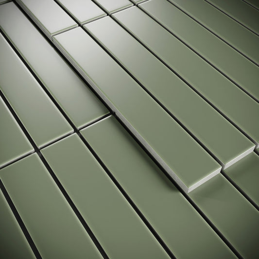 Baton Mosaic Gentle Sage Green Matte Porcelain Wall Tile
