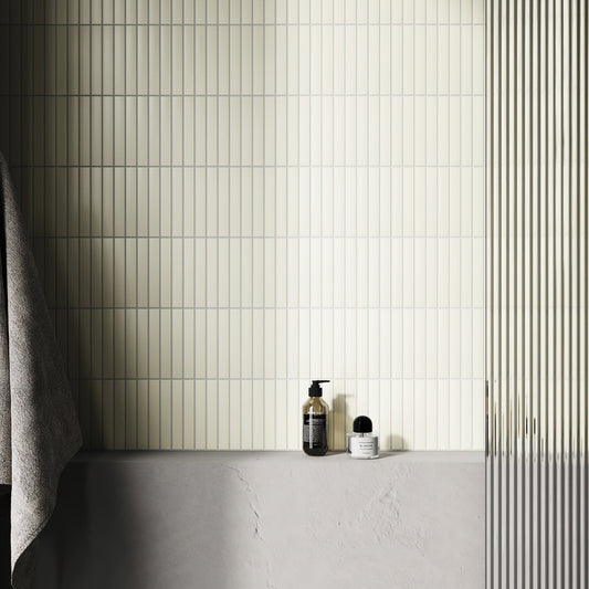 Baton Mosaic Soft Ivory Matte Porcelain Wall Tile