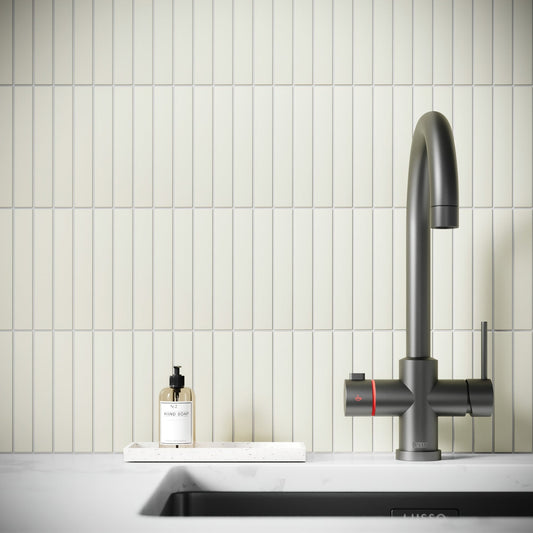 Baton Mosaic Soft Ivory Matte Porcelain Wall Tile