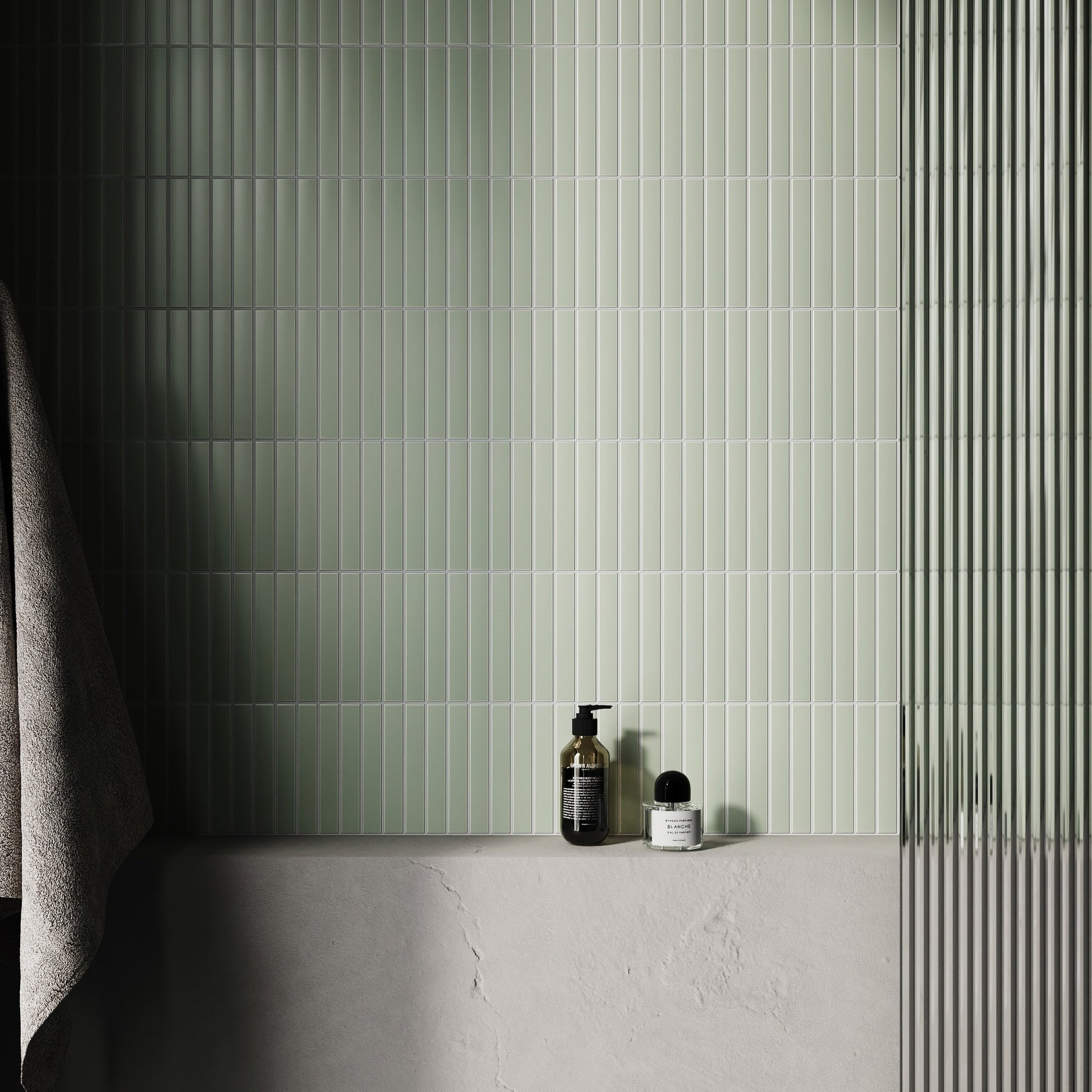 Baton Mosaic Soft Pear Green Matte Porcelain Wall Tile