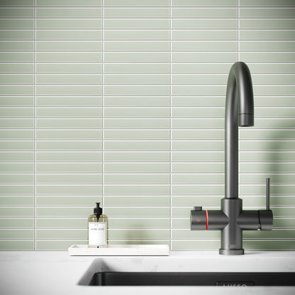 Baton Mosaic Soft Pear Green Matte Porcelain Wall Tile