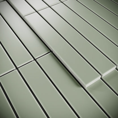 Baton Mosaic Soft Pear Green Matte Porcelain Wall Tile