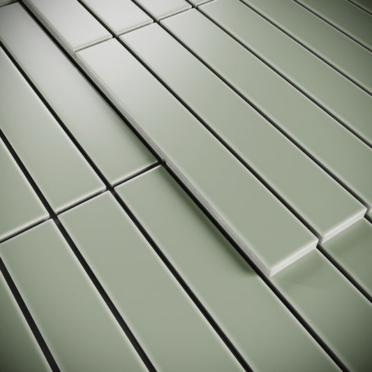 Baton Mosaic Soft Pear Green Matte Porcelain Wall Tile
