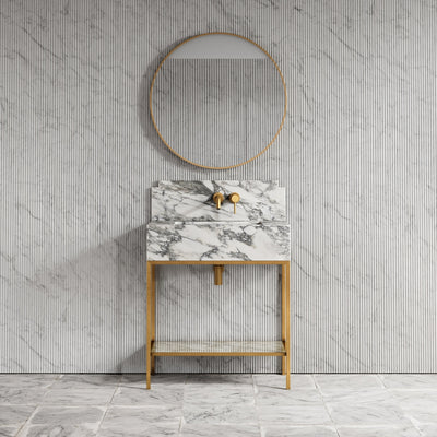 Belgravia Brushed Gold & Arabescato Marble Vanity Unit 800mm