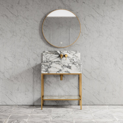 Belgravia Brushed Gold & Arabescato Marble Vanity Unit 800mm