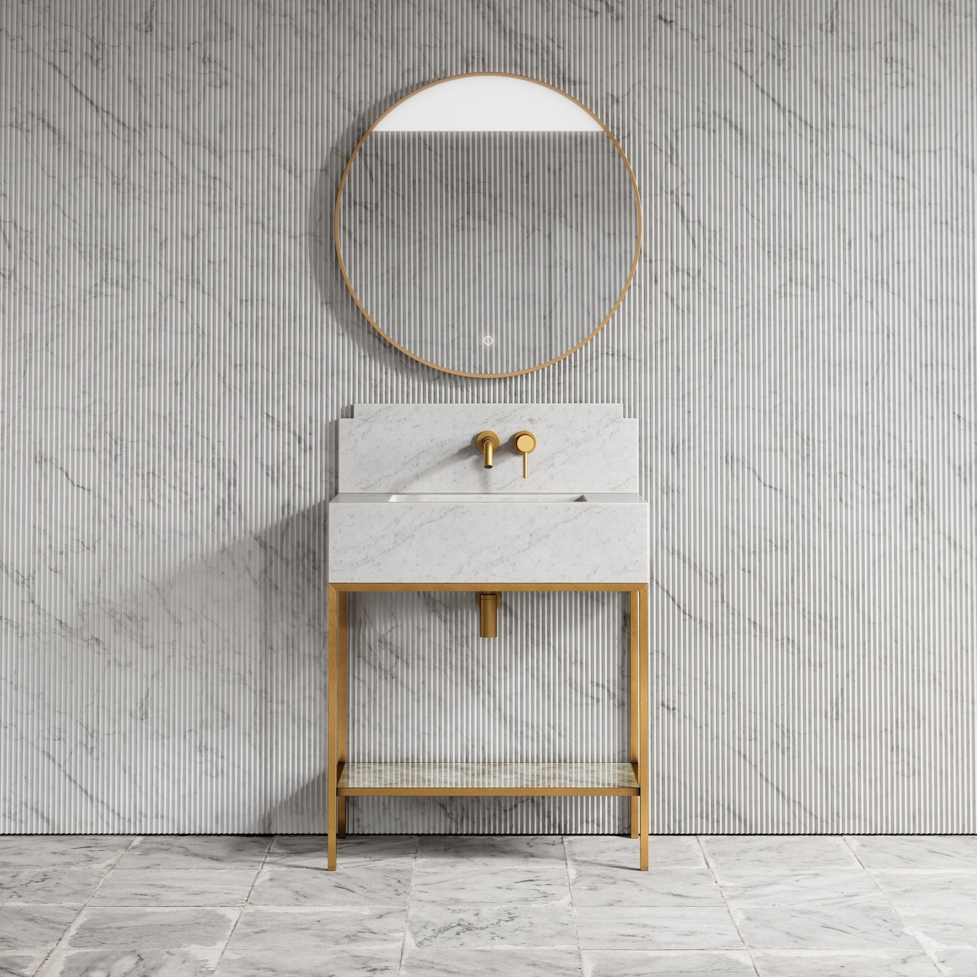 Belgravia Brushed Gold & Carrara Marble Vanity Unit 800mm