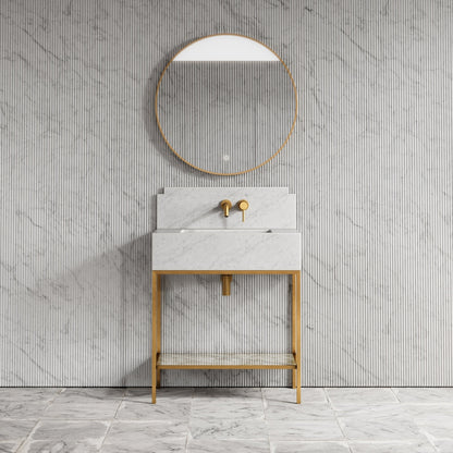 Belgravia Brushed Gold & Carrara Marble Vanity Unit 800mm