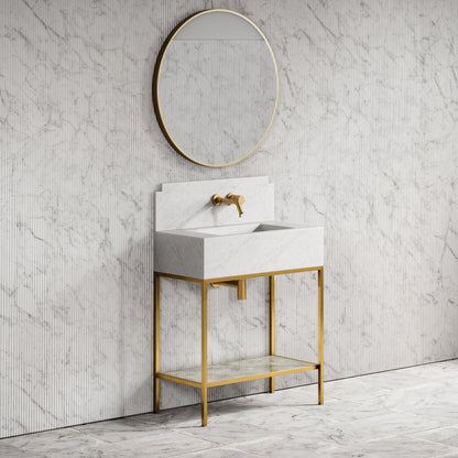 Belgravia Brushed Gold & Carrara Marble Vanity Unit 800mm