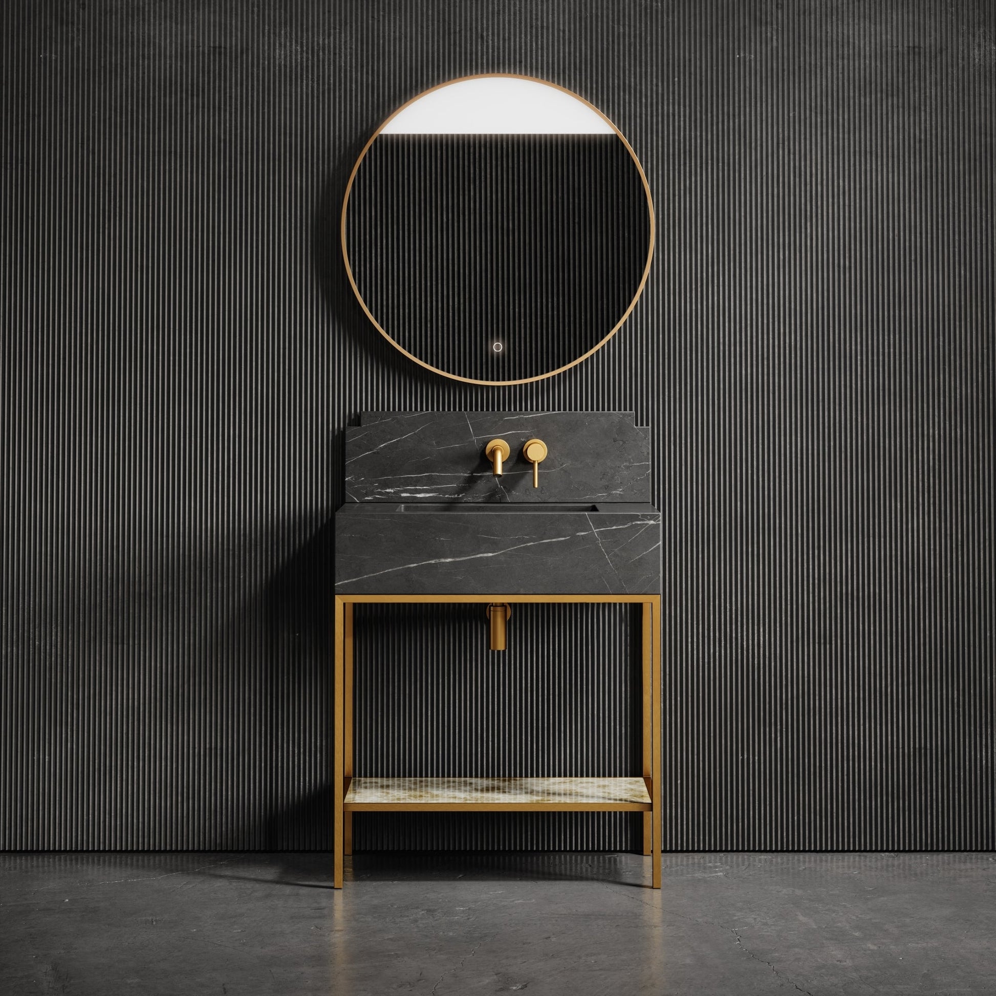 Belgravia Brushed Gold & Pietra Grey Marble Vanity Unit 800mm