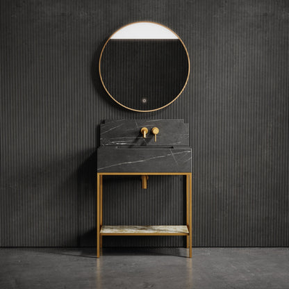 Belgravia Brushed Gold & Pietra Grey Marble Vanity Unit 800mm