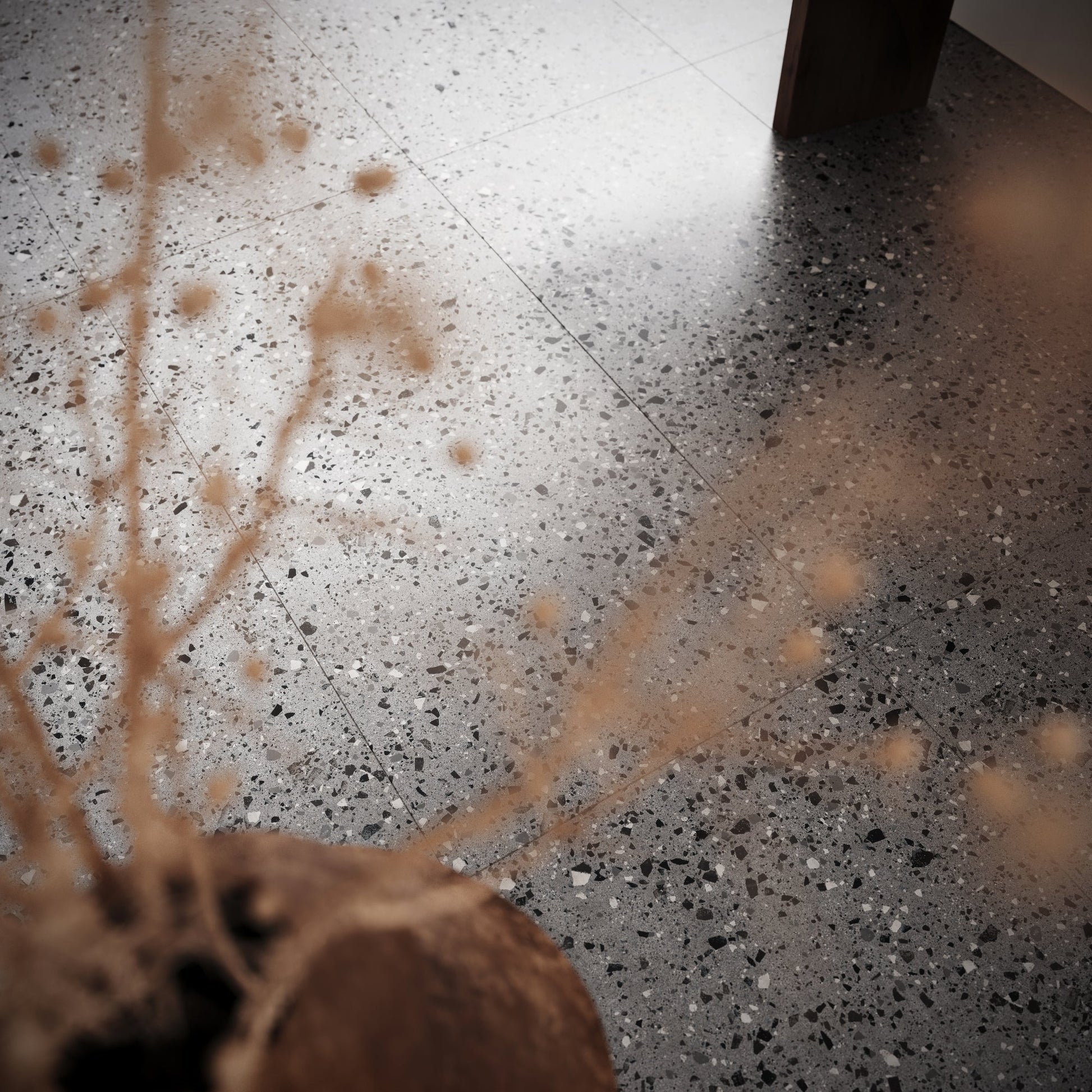 Bellazza Anthracite Terrazzo Porcelain Wall or Floor Tile 600 x 600mm