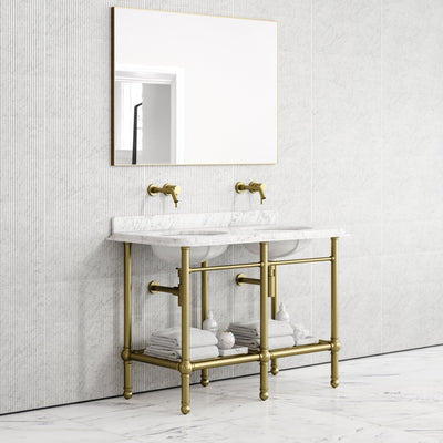 Belmont Traditional Brushed Gold Vanity Unit with Carrara Marble Countertop 1200mm