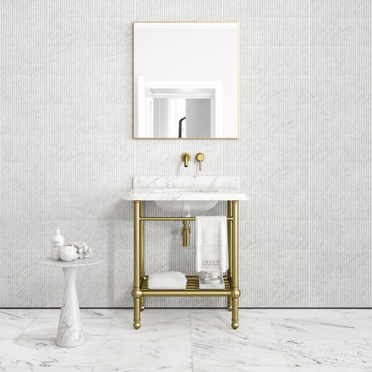 Belmont Traditional Brushed Gold Vanity Unit with Carrara Marble Countertop 800mm