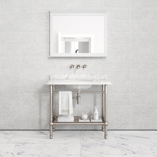 Belmont Traditional Polished Nickel Vanity Unit with Carrara Marble Countertop 1000mm