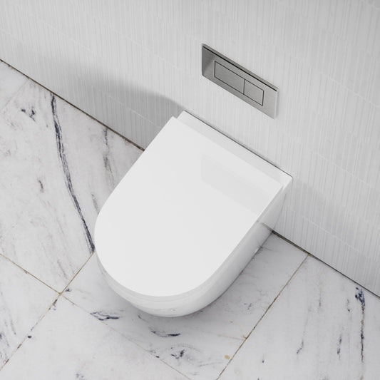 Berkeley Traditional Back to Wall Rimless Toilet with Concealed Cistern and Brushed Stainless Flush Plate