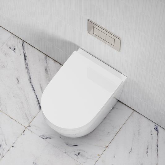 Berkeley Traditional Back to Wall Rimless Toilet with Concealed Cistern and Polished Nickel Flush Plate