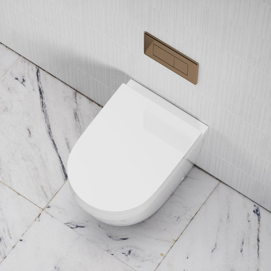 Berkeley Traditional Back to Wall Rimless Toilet with Concealed Cistern and Rose Gold Flush Plate