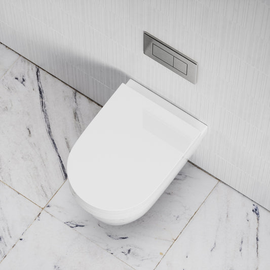 Berkeley Traditional Wall Hung Rimless Toilet with Concealed Cistern Frame and Brushed Stainless Flush Plate