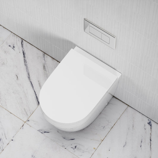 Berkeley Traditional Wall Hung Rimless Toilet with Concealed Cistern Frame and Chrome Flush Plate