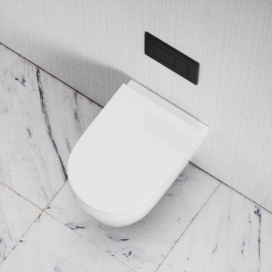 Berkeley Traditional Wall Hung Rimless Toilet with Concealed Cistern Frame and Matte Black Flush Plate