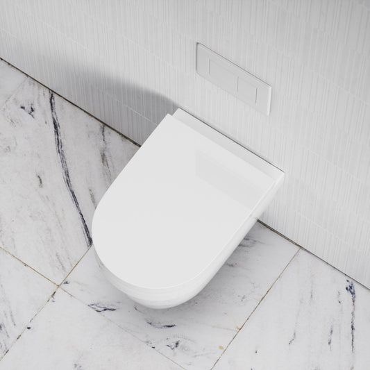 Berkeley Traditional Wall Hung Rimless Toilet with Concealed Cistern Frame and Matte White Flush Plate