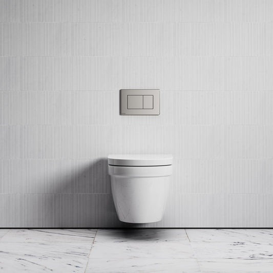 Berkeley Traditional Wall Hung Rimless Toilet with Concealed Cistern Frame and Polished Nickel Flush Plate