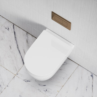 Berkeley Traditional Wall Hung Rimless Toilet with Concealed Cistern Frame and Rose Gold Flush Plate