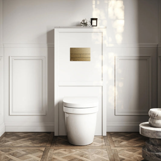 Berkeley Traditional Back to Wall Rimless Toilet with Concealed Cistern, Matte White Claridge Housing and Square Flush Plate