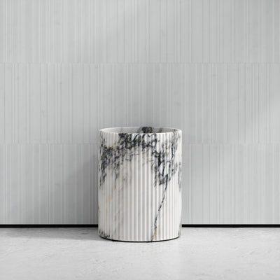 Bijoux Arabescato Fluted Marble Bin