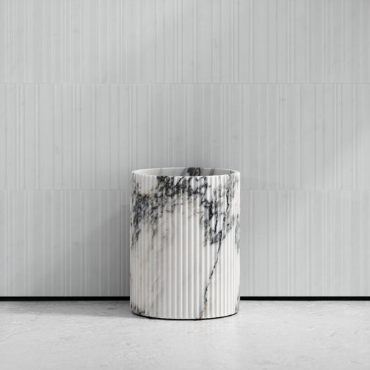 Bijoux Arabescato Fluted Marble Bin