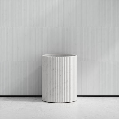 Bijoux Carrara Fluted Marble Bathroom Bin