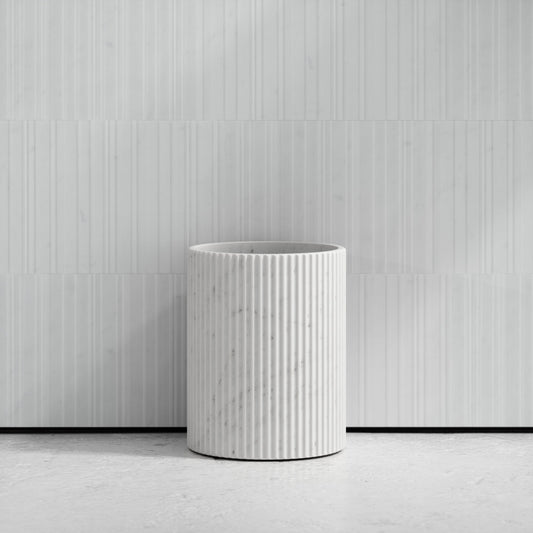 Bijoux Carrara Fluted Marble Bin