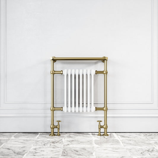 Blenheim Floor Mounted Traditional Towel Warmer Radiator Brushed Gold