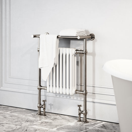 Blenheim Floor Mounted Traditional Towel Warmer Radiator Polished Nickel