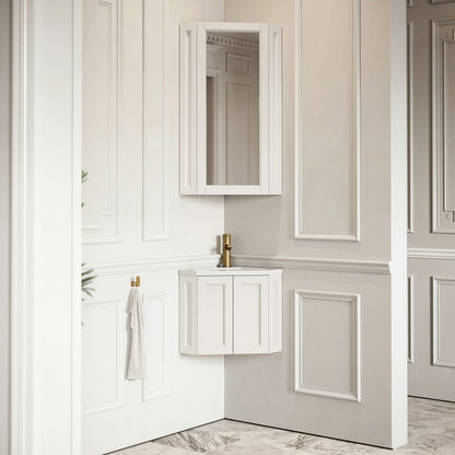 Blenheim Matte Cream Corner Vanity Unit with Mirror Cabinet 390mm