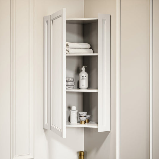 Blenheim Matte Cream Corner Vanity Unit with Mirror Cabinet 390mm