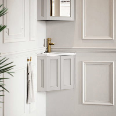 Blenheim Matte Stone Corner Vanity Unit with Stone Basin 390mm