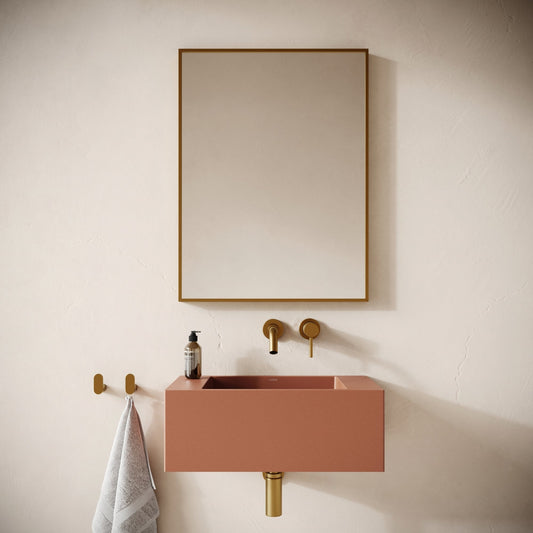 Blocco Terracotta Concrete Wall Hung Basin 600mm